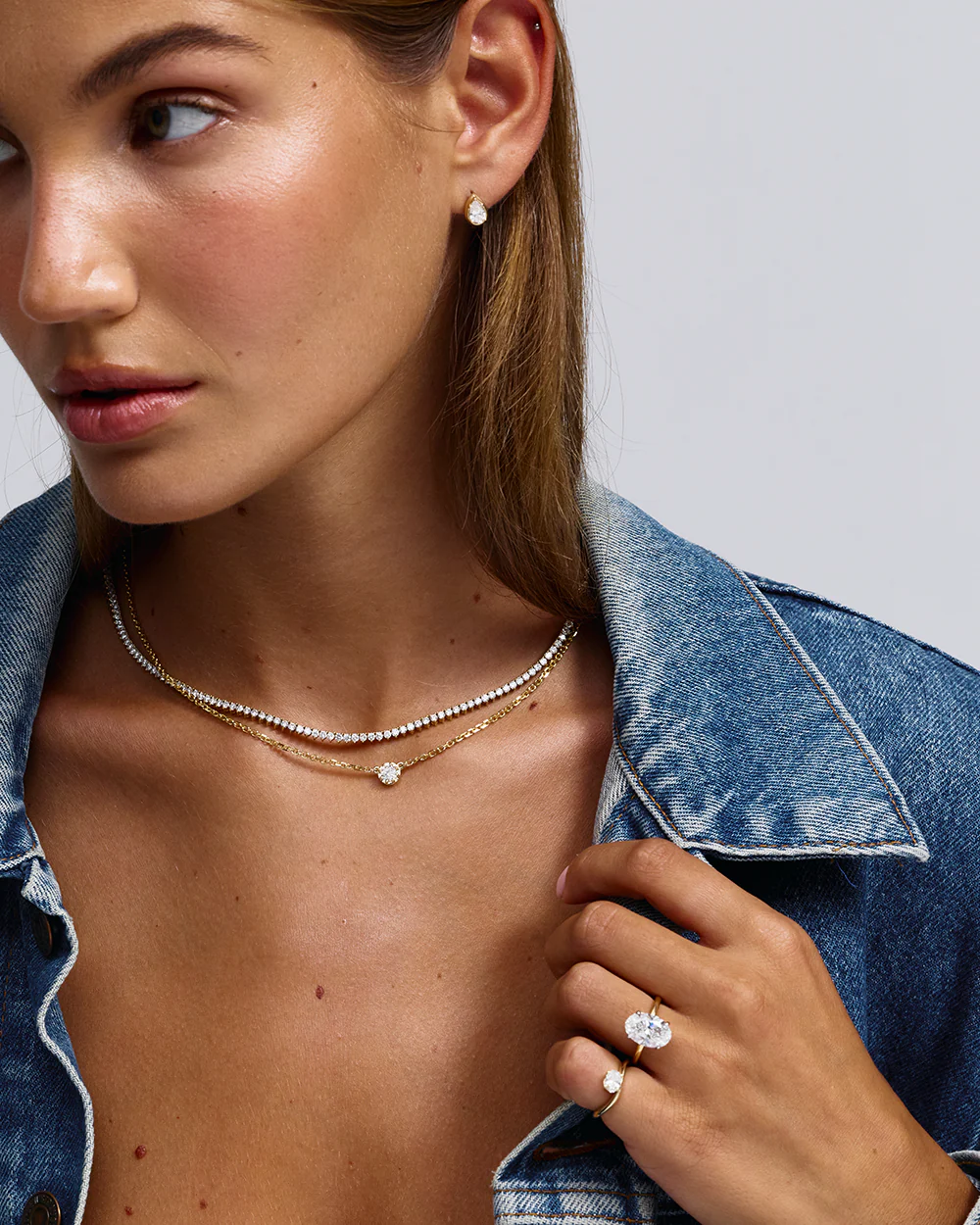 Astra Oval Natural Diamond Pinky Ring - Image 15