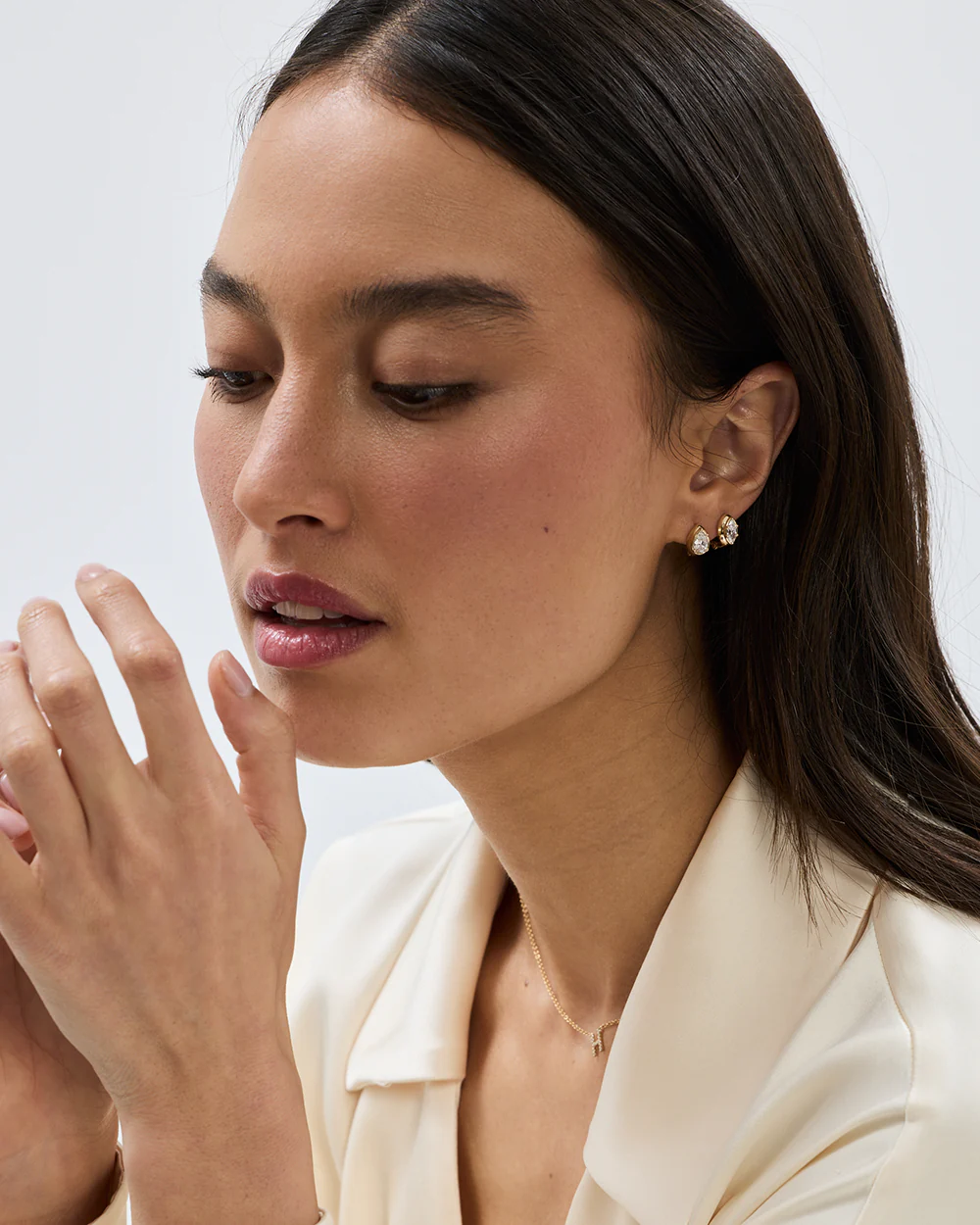 Cleo Pear Diamond Huggies - Image 19